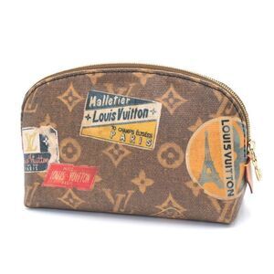 Louis Vuitton Mode Cosmetic Pochette Flight Brown Zip Pouch Round